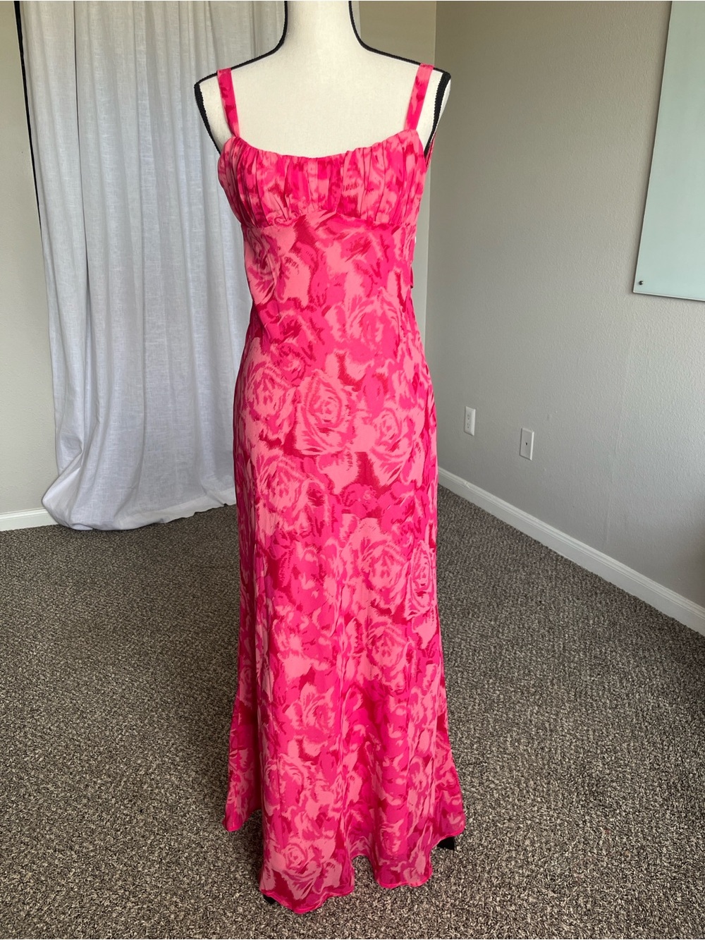 Billy J Margie Pink Floral Open Back Midi Dress Size 10 M L
